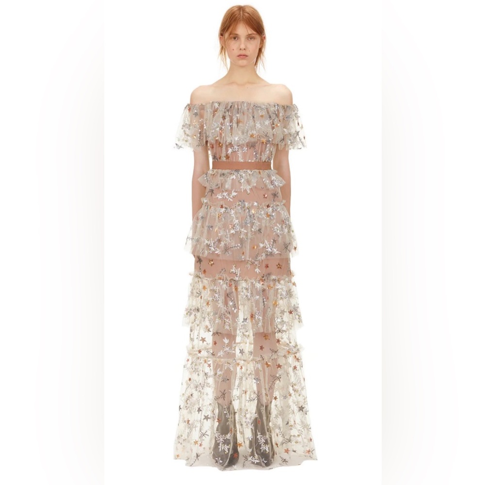 Self Portrait Star Embellished Maxi Dress